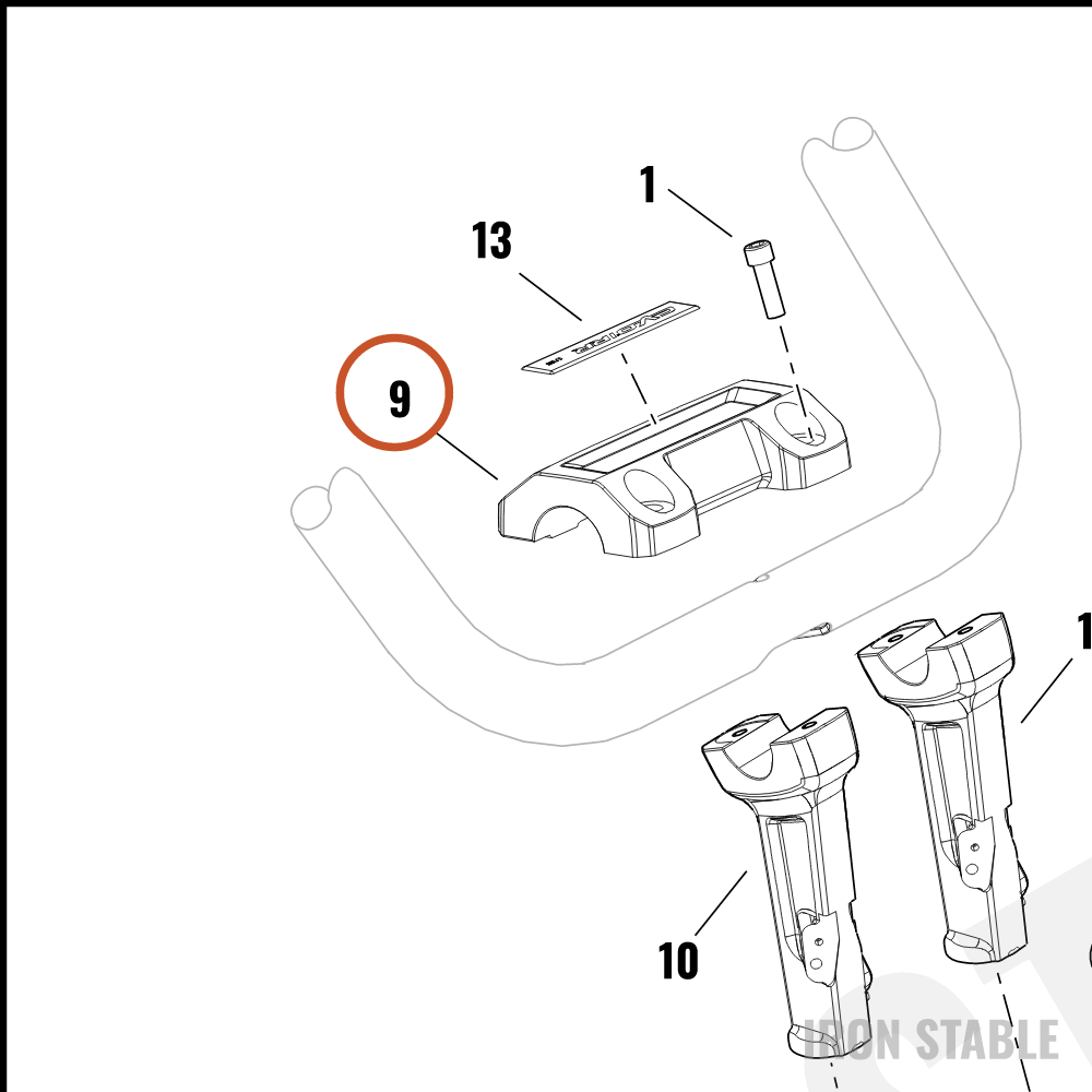 Harley-Davidson Sub-Assembly, H-Bar Mounting/End, Clamp, 1