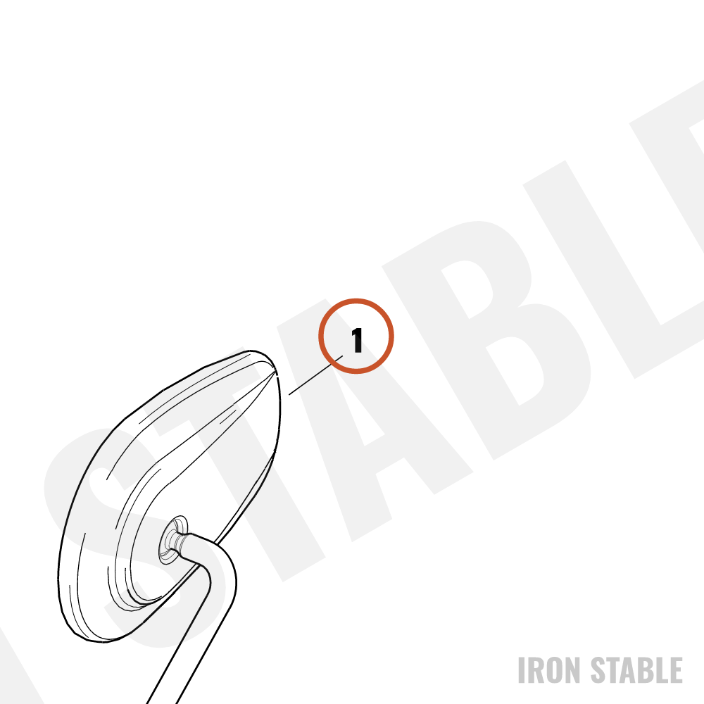 Harley-Davidson Mirror, Assembly, Left Hand, Gblk