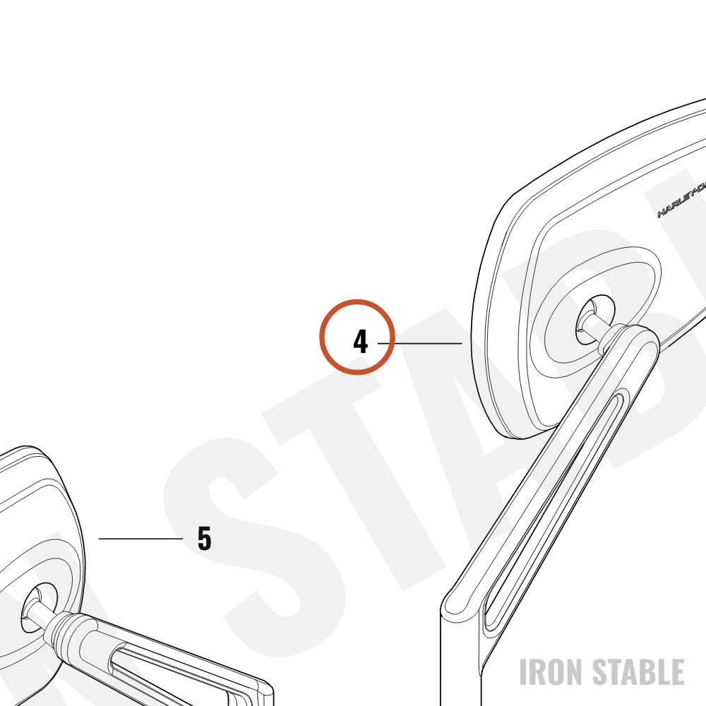 Harley-Davidson Mirror, Lh, Adversary, Blk/Orn