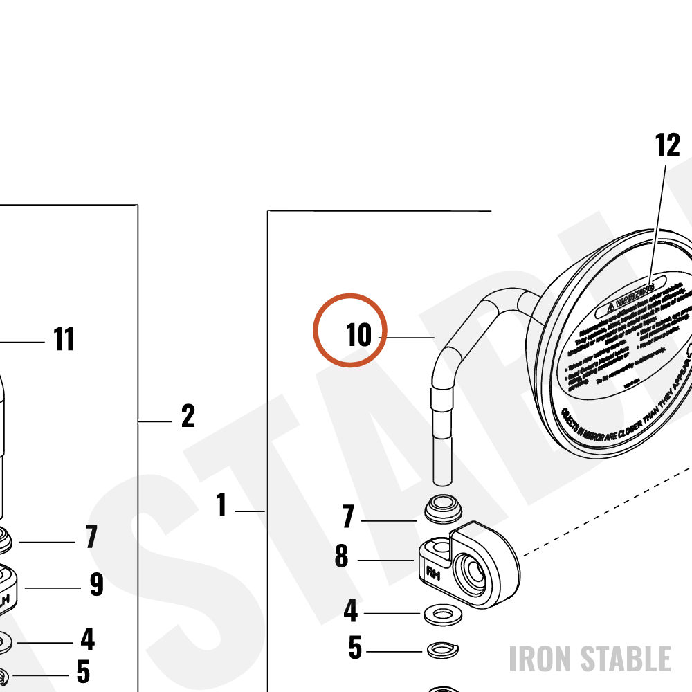 Harley-Davidson Mirror, Low Bar End, Rh