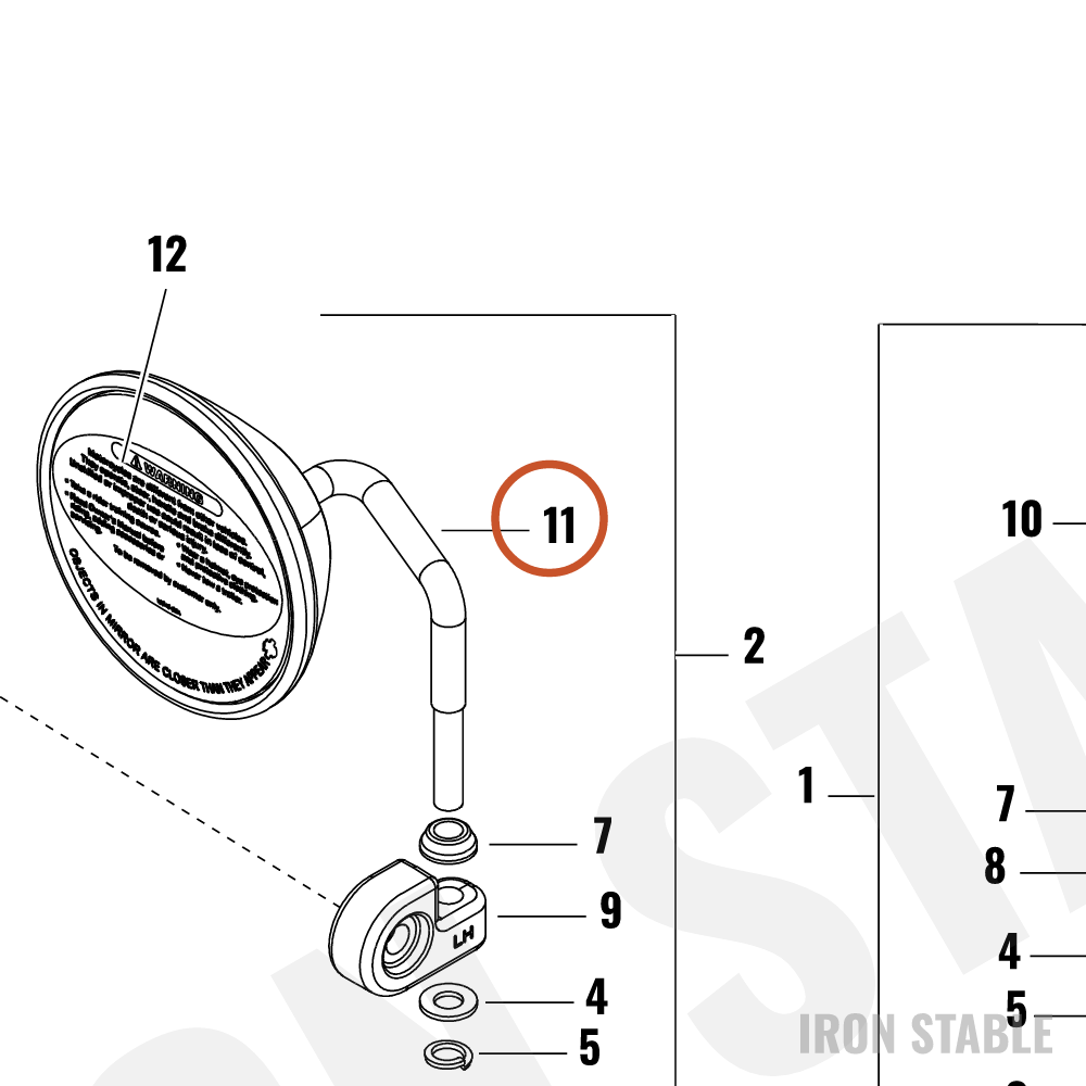 Harley-Davidson Mirror, Low Bar End, Lh