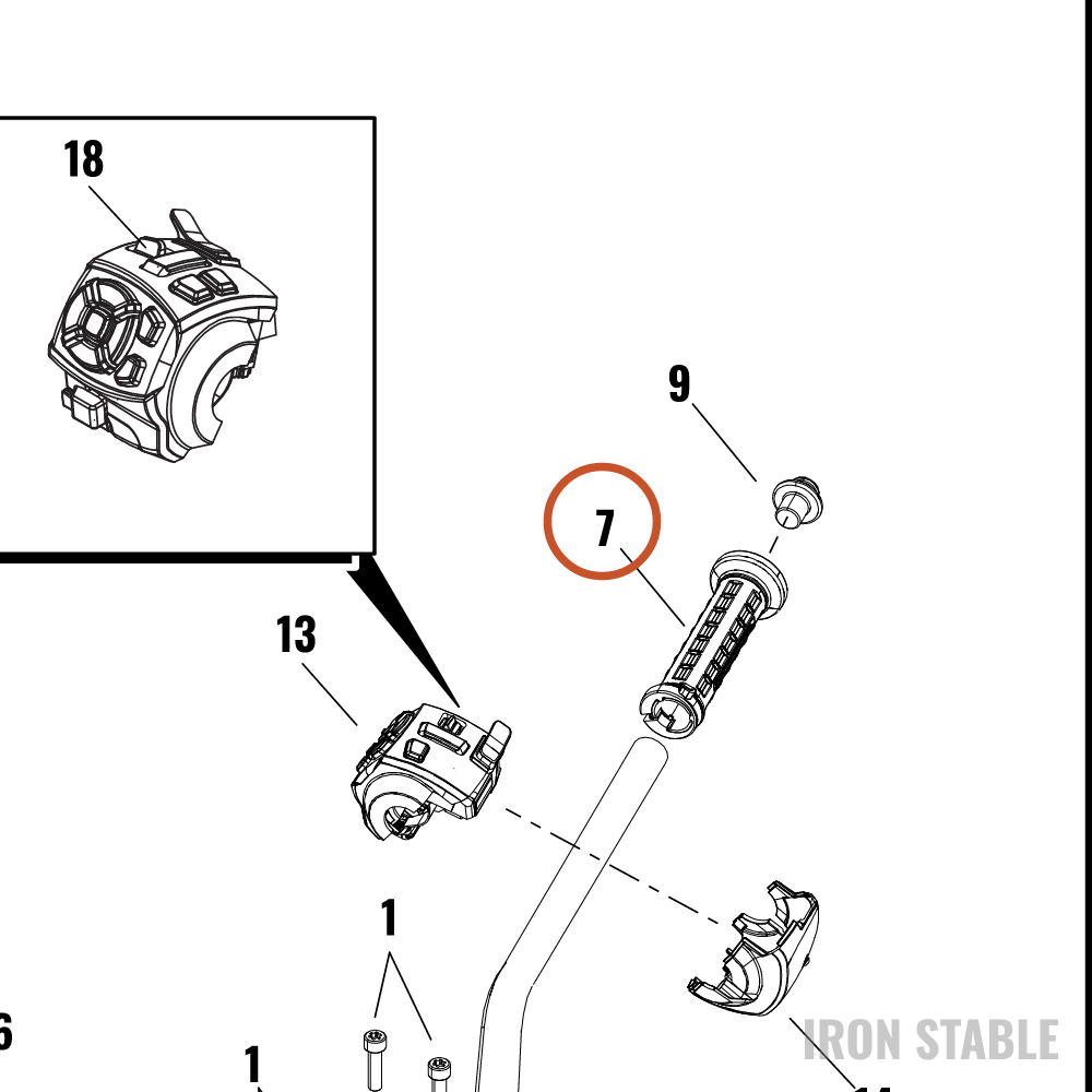 Harley-Davidson Grip, Lh, Heated, 7/8 In