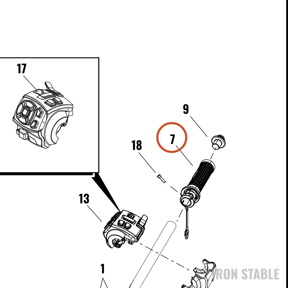 Harley-Davidson Grip, Lh, Heated, 7/8 In