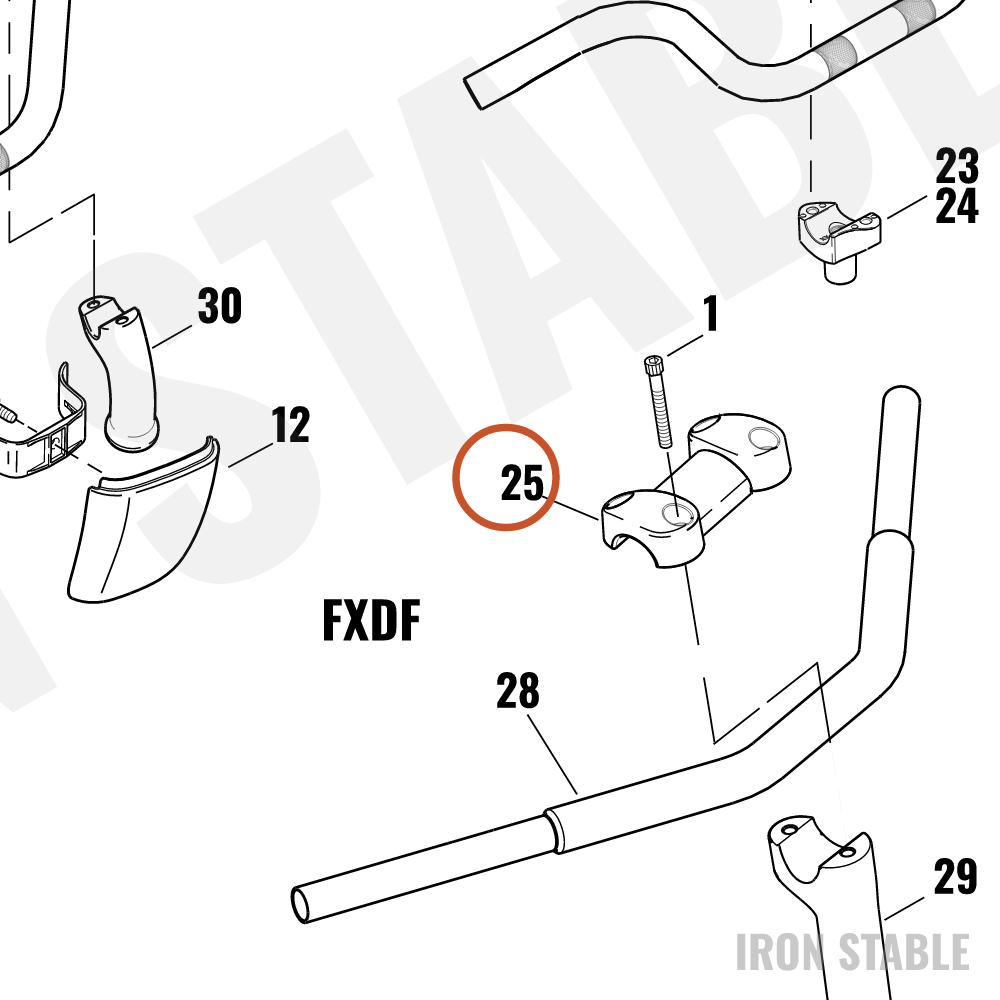 Harley-Davidson Clamp, H'bar & Cover Assembly