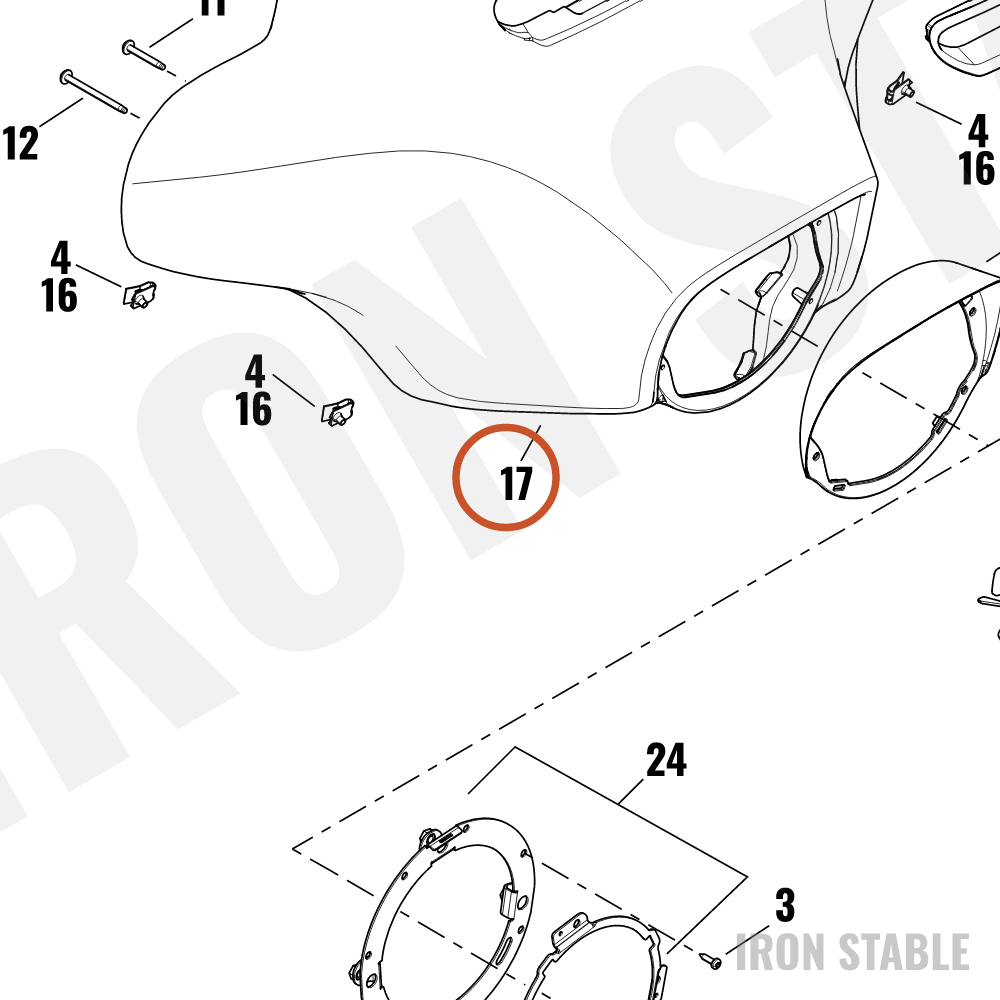 Harley-Davidson Fairing, Fr, H-Svce Kit, Pnstrp