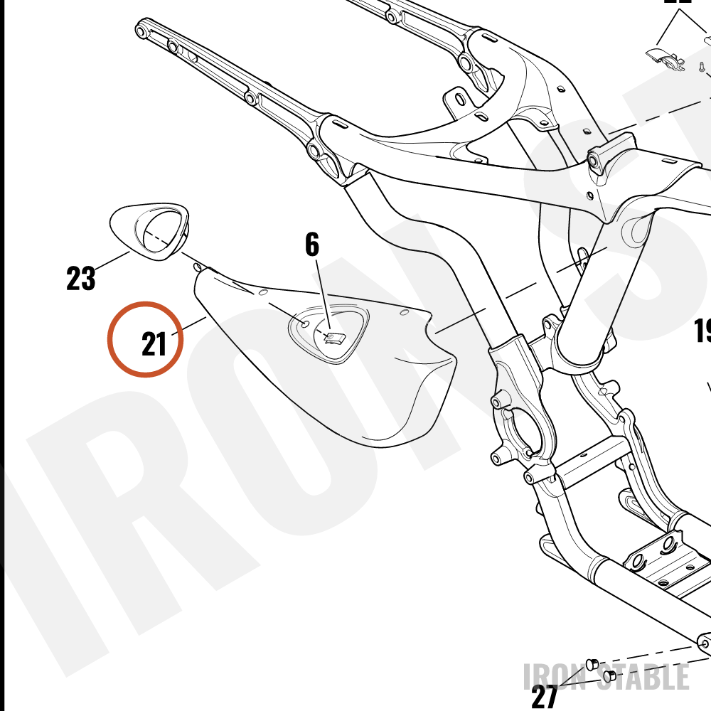 Harley-Davidson Sidecover, Rh, Solid