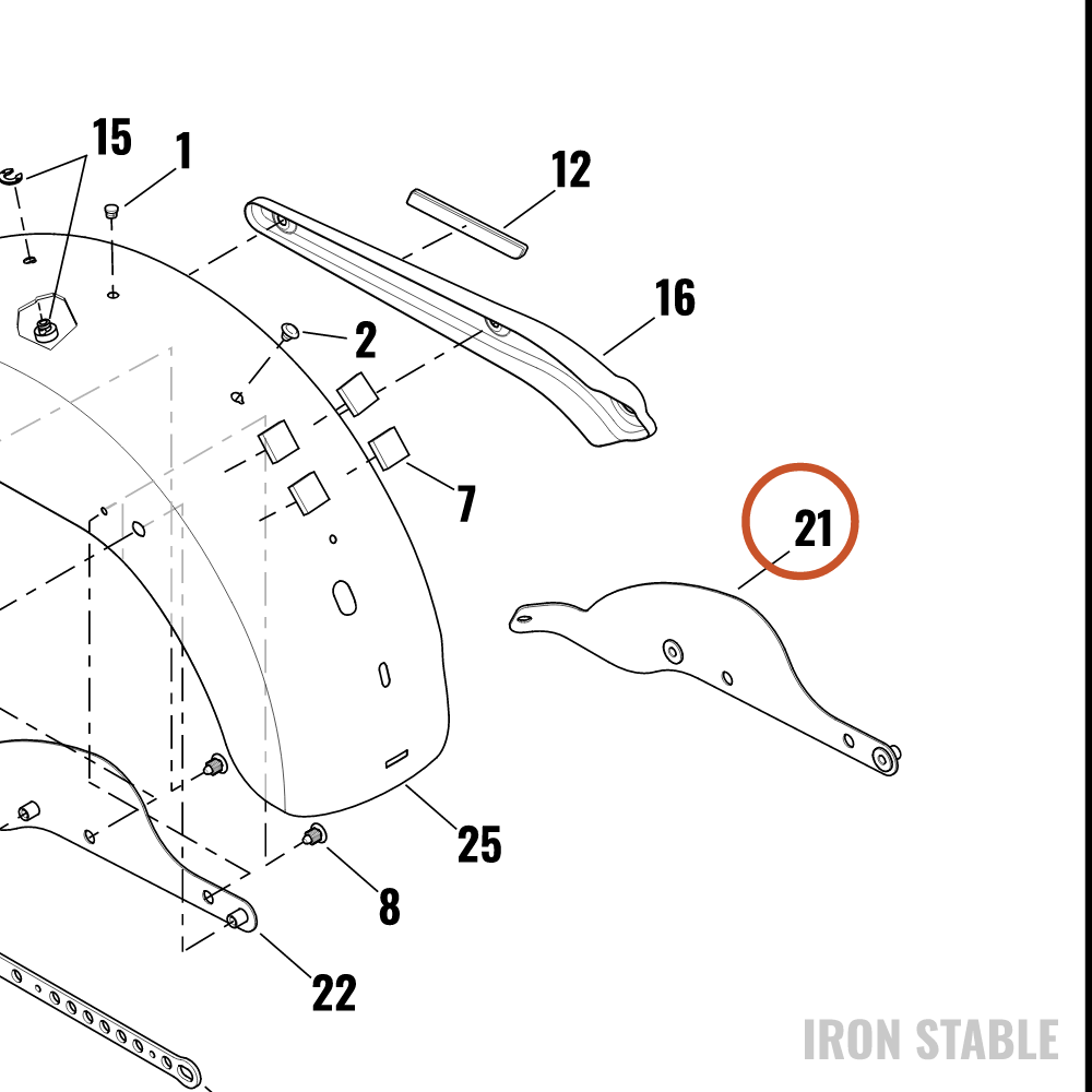 Harley-Davidson Bracket, Lh/Rr Fndr Mnt