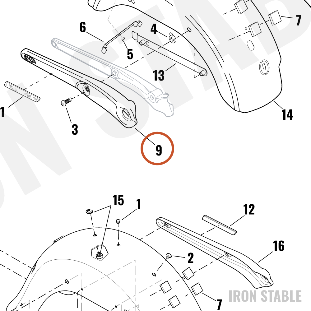 Harley-Davidson Cover Assembly, Rh/Fender Support, Ch