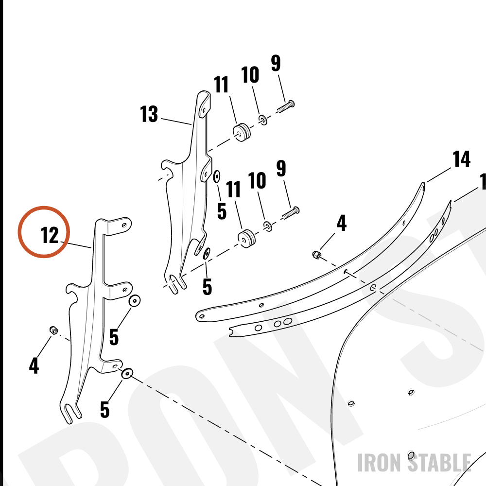 Harley-Davidson Bracket, Bodywork Mounting, Rh, Windshiel