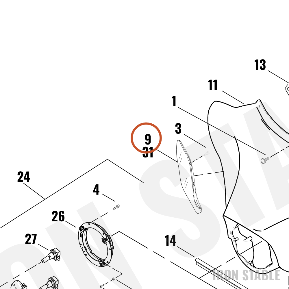 Harley-Davidson Air Deflector, Rh/Dark Smk'd