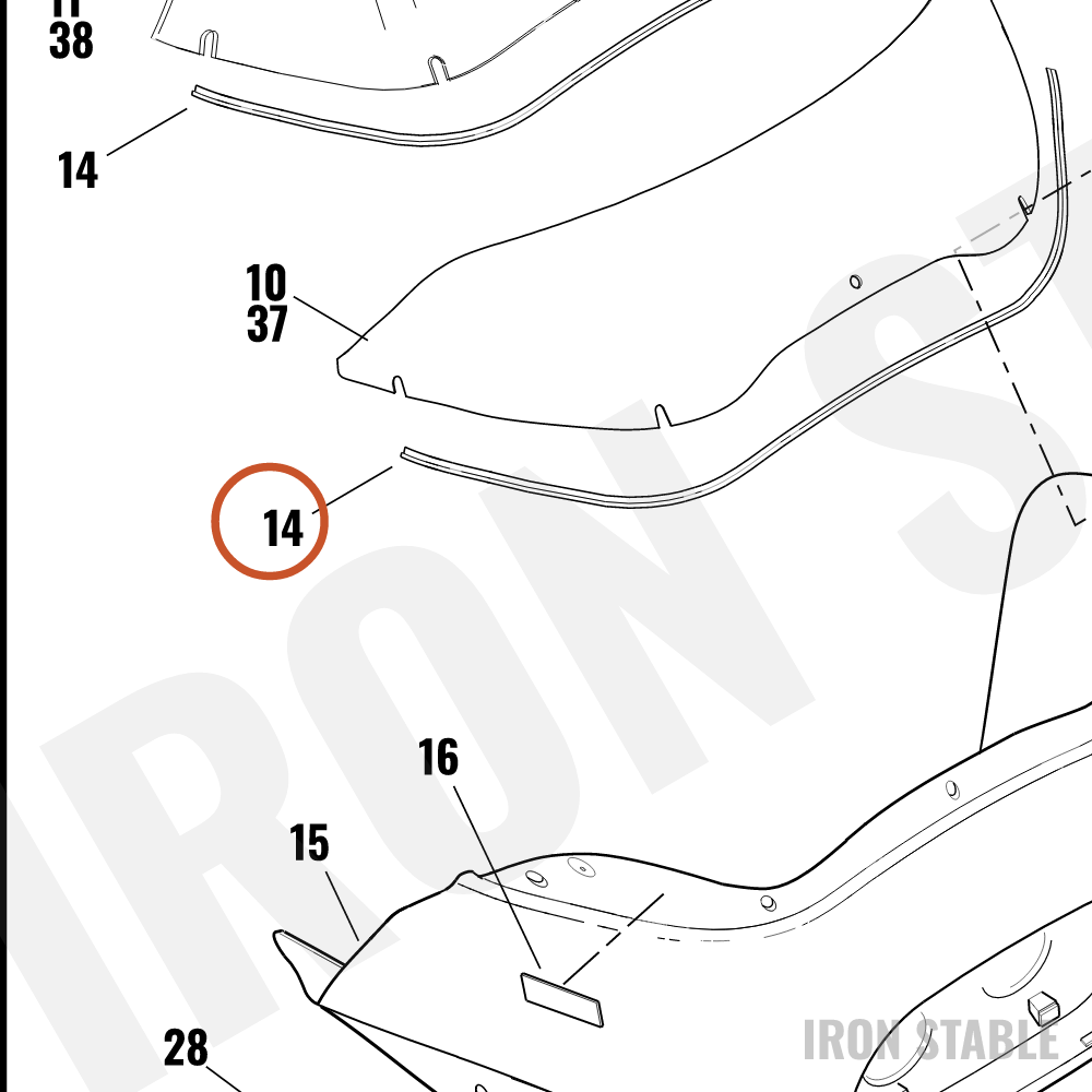 Harley-Davidson Trim Strip, W'shld