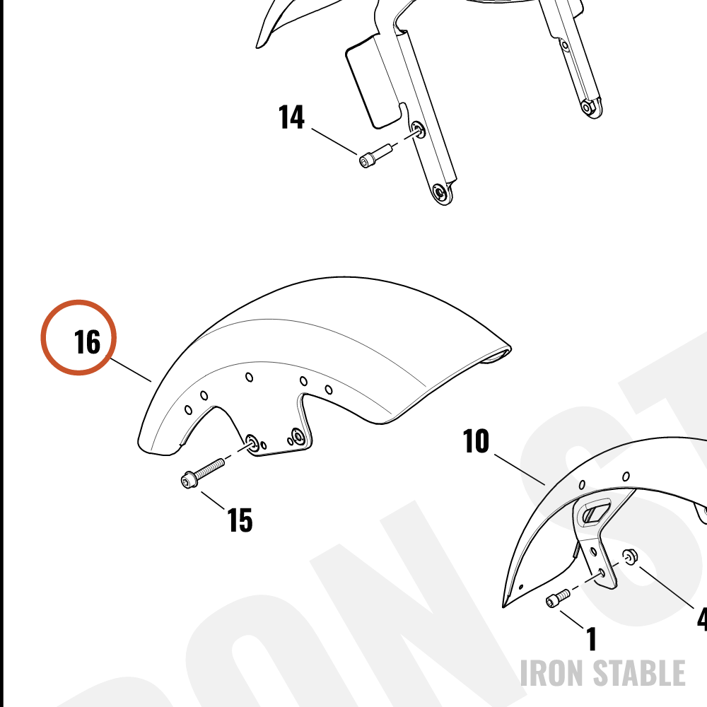 Harley-Davidson Fender, Fr, Sub-Assembly, Prime