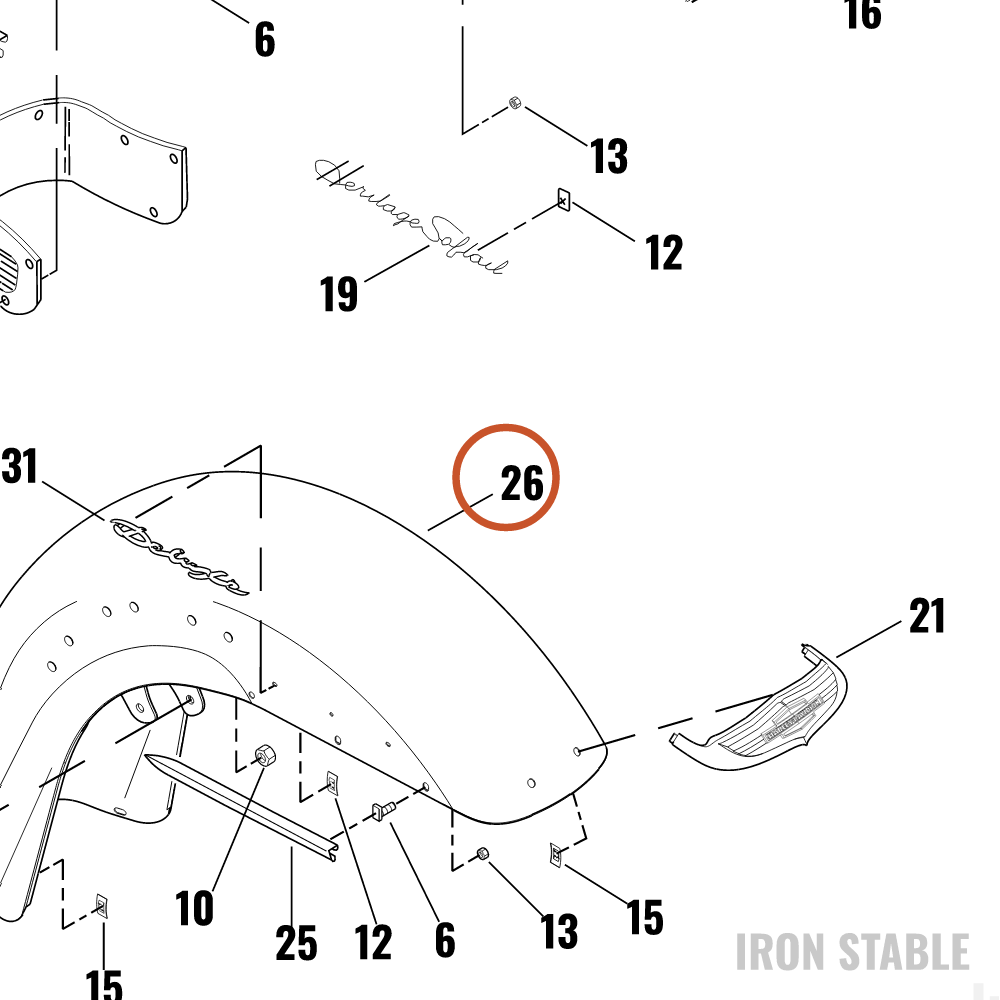 Harley-Davidson Fender, Sub-Assembly, Front