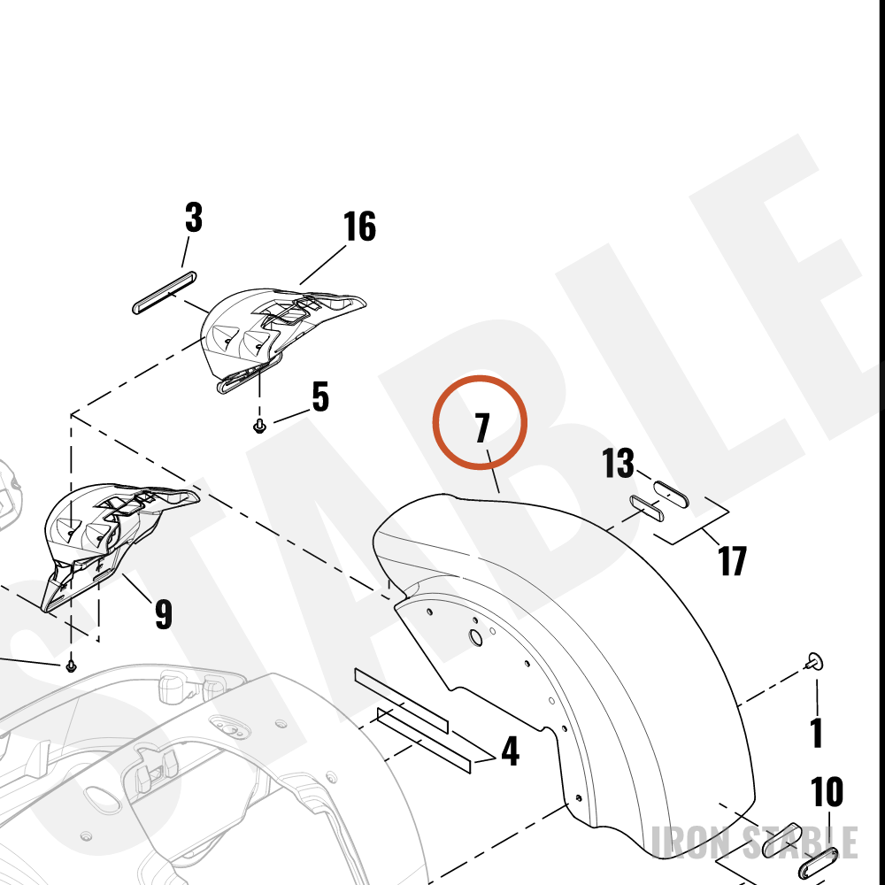 Harley-Davidson Fender, Rr, Lh, Solid