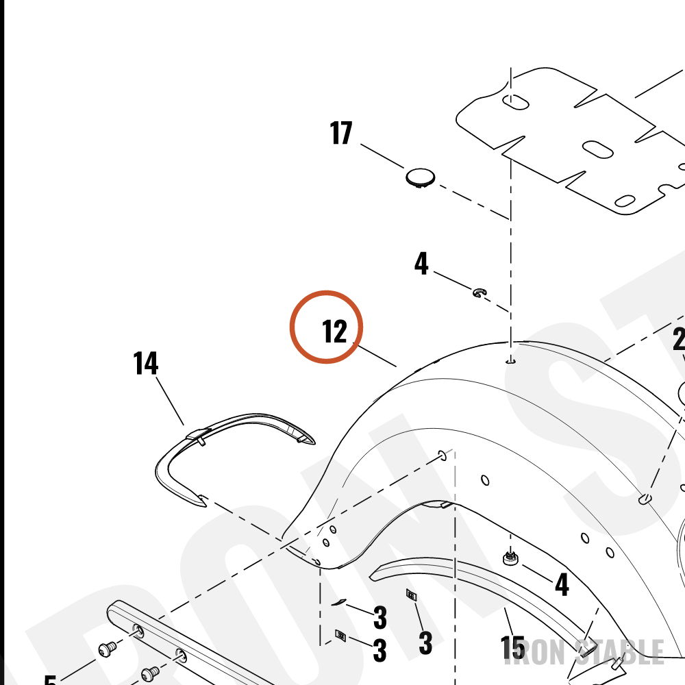 Harley-Davidson Fender, Rr, Sub-Assembly, Prime