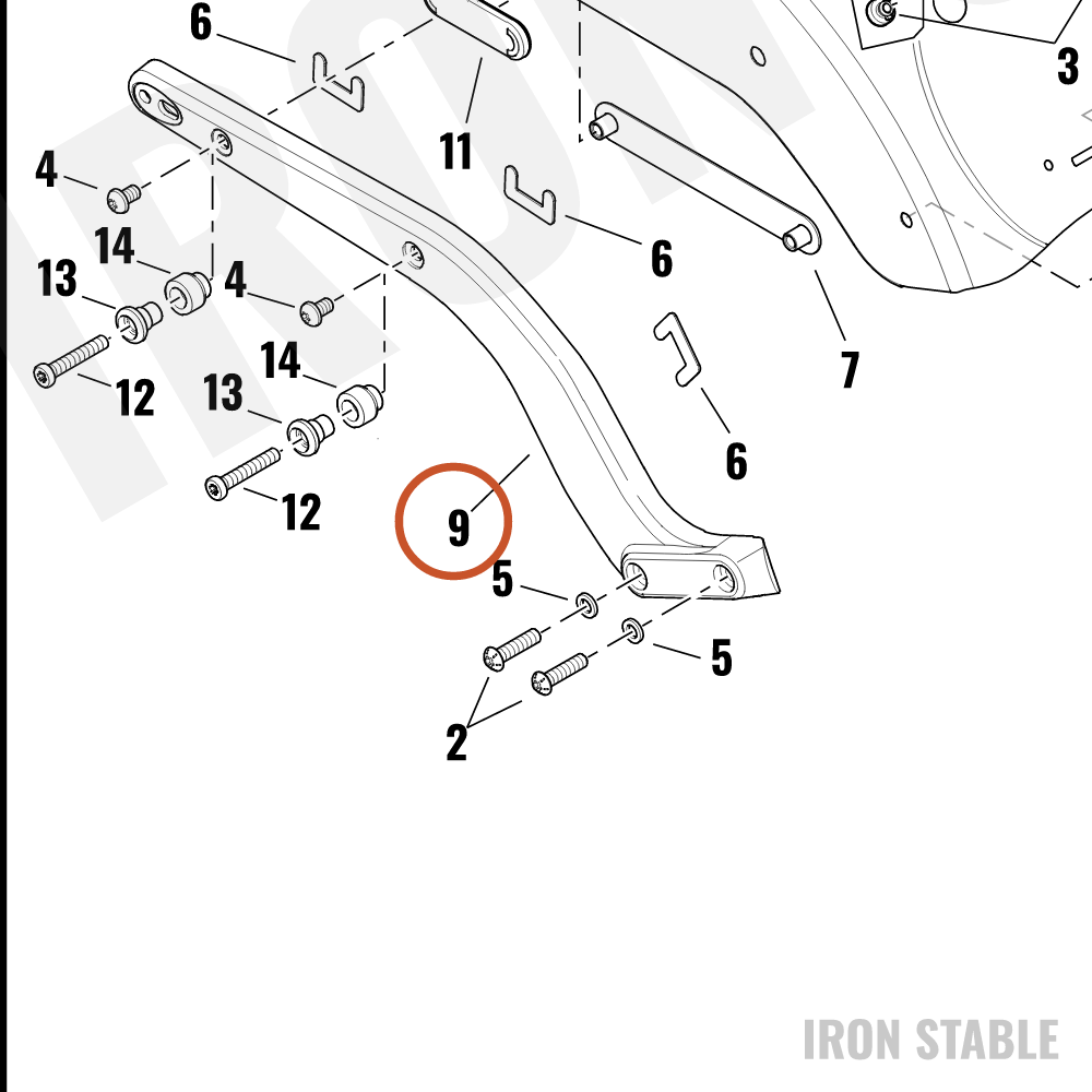 Harley-Davidson Support, Rr Fnd, Rh, Wrkle, Blk