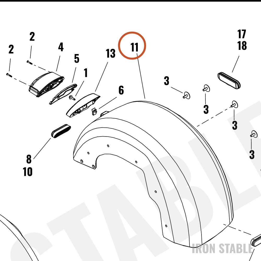 Harley-Davidson Fender, Rr, Lh, Solid