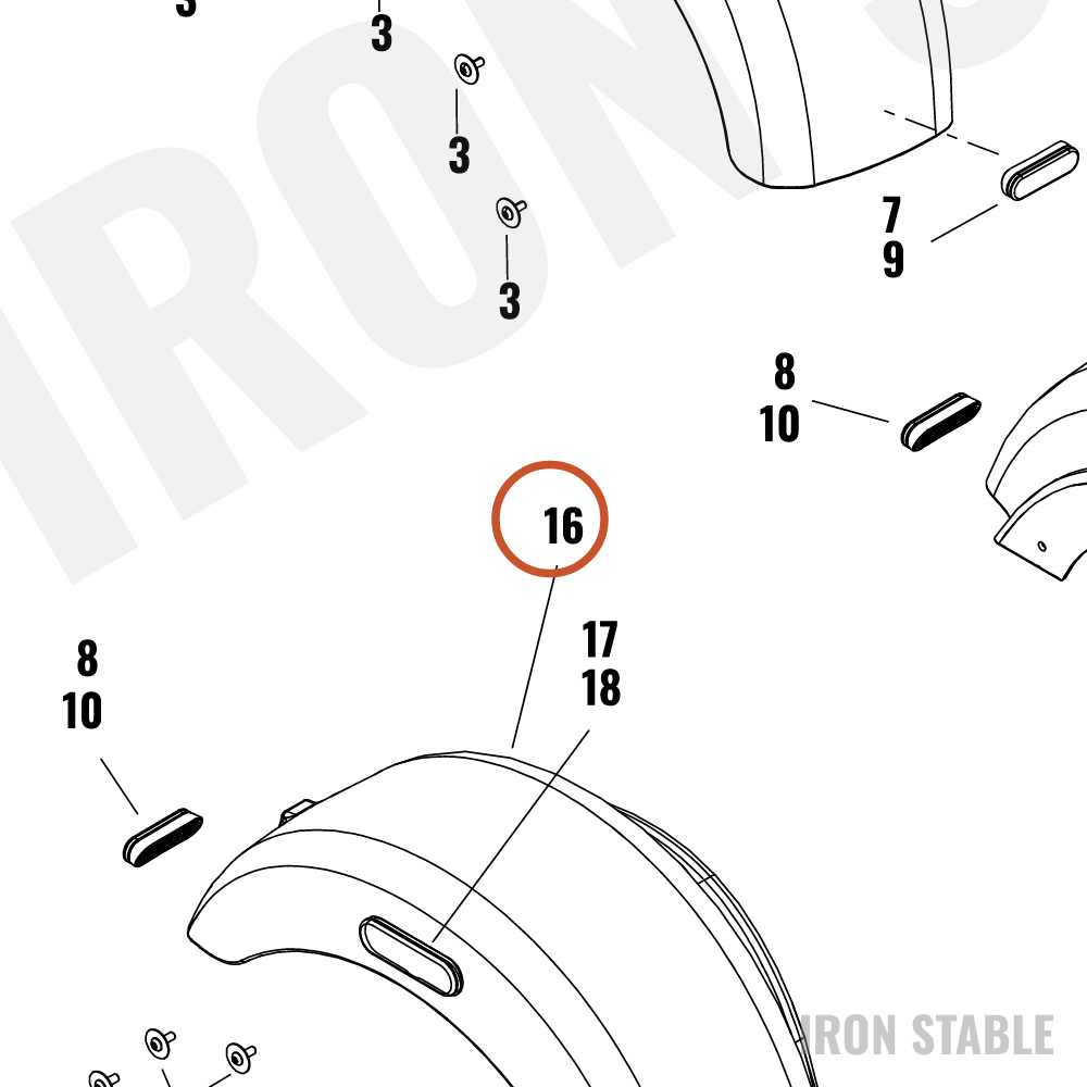 Harley-Davidson Fender, Rr, Rh Primed