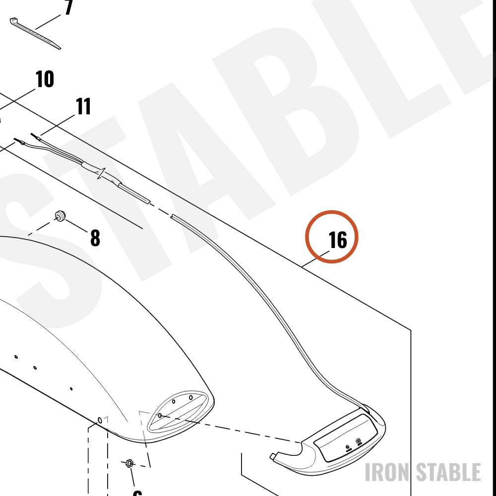 Harley-Davidson Fender Tip Assembly, Hdi Position