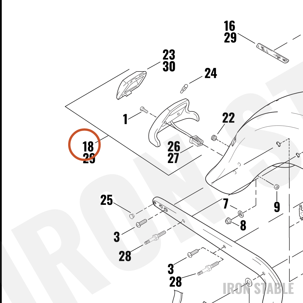 Harley-Davidson Lamp, Fndrtip, 2-Wire, Rr/Dom