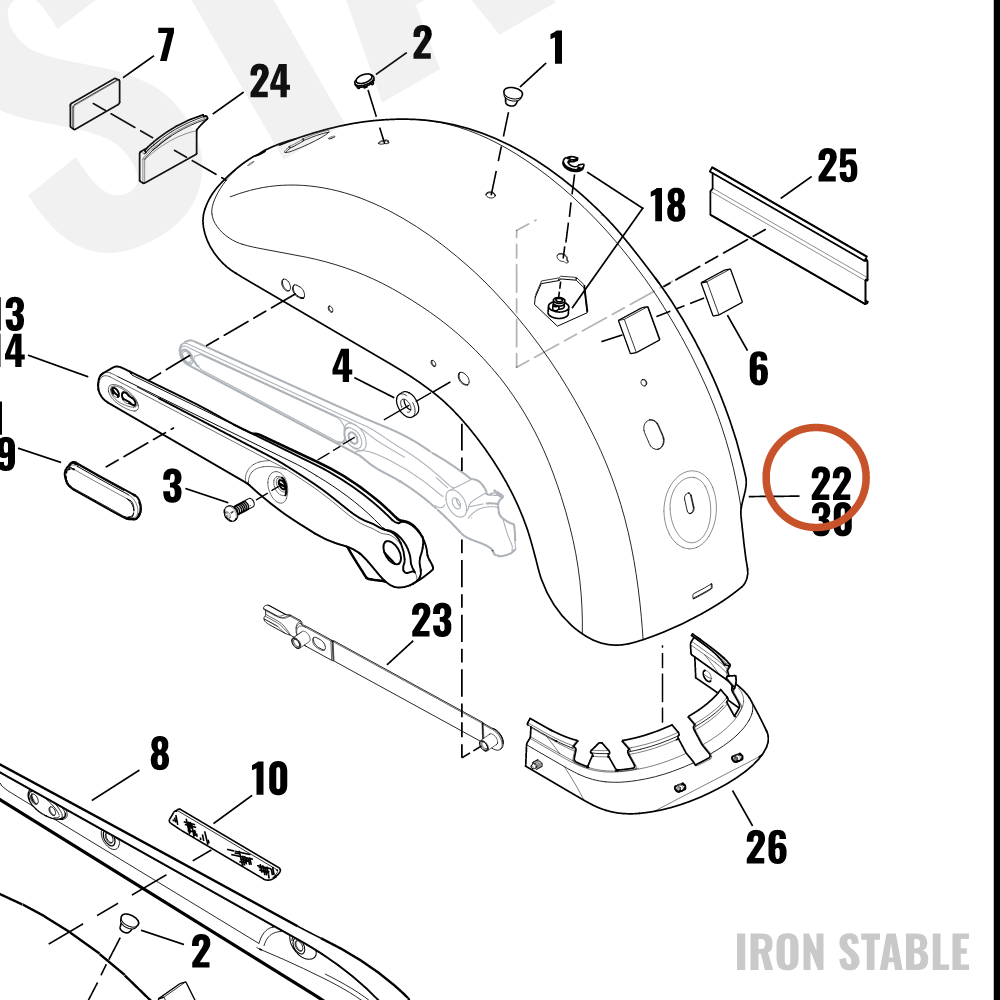 Harley-Davidson Fender, Rr, Primed, Dom