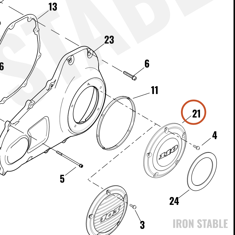 Harley-Davidson Clutch Cover, 110, Chrome Derb