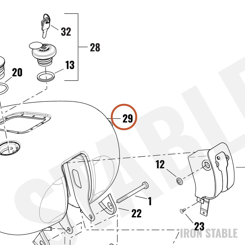 Harley-Davidson Tank, Fuel, Assembly, Solid