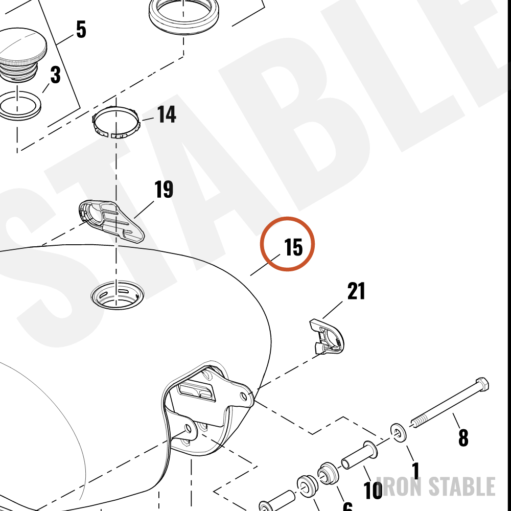 Harley-Davidson Tank, Fuel, Center-Fill, Prime