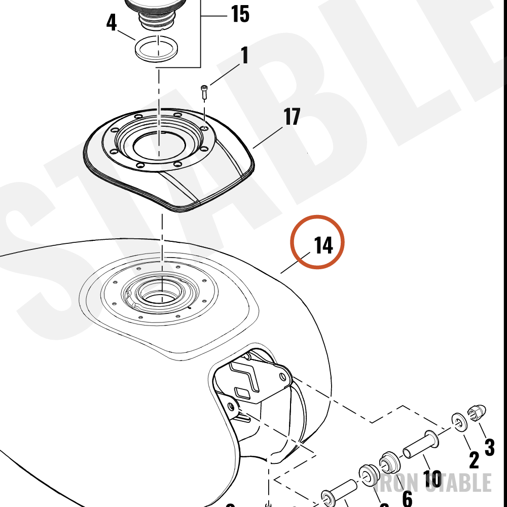 Harley-Davidson Tank, Fuel, Center-Fill, Prime