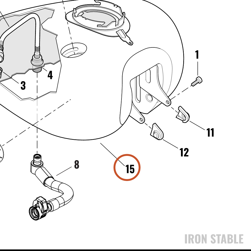 Harley-Davidson Tank, Fuel, Assembly, Solid, Side Fill