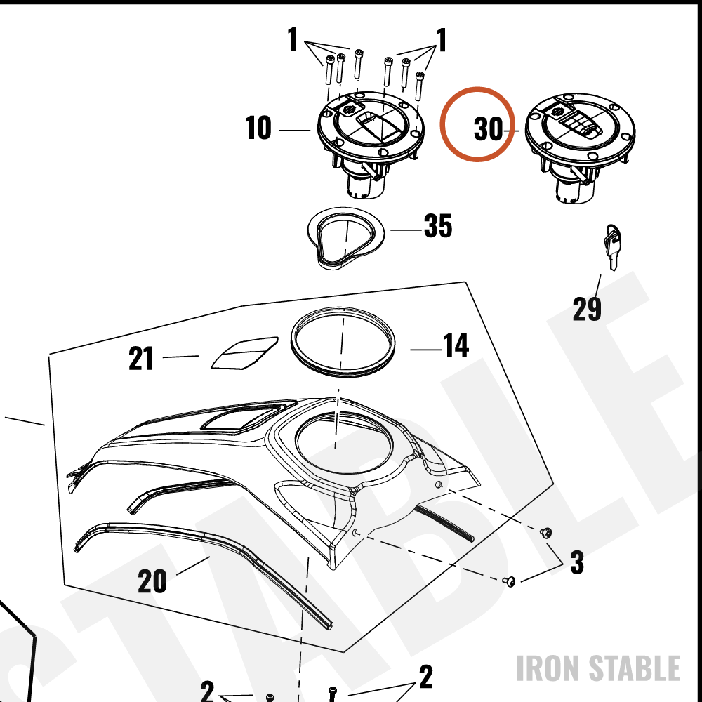 Harley-Davidson Tank, Fuel, Locking Filler Assembly