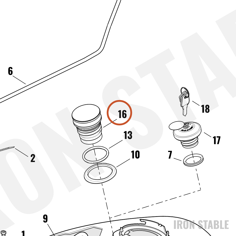 Harley-Davidson Cap, Fuel, Flush Mt, Chrome