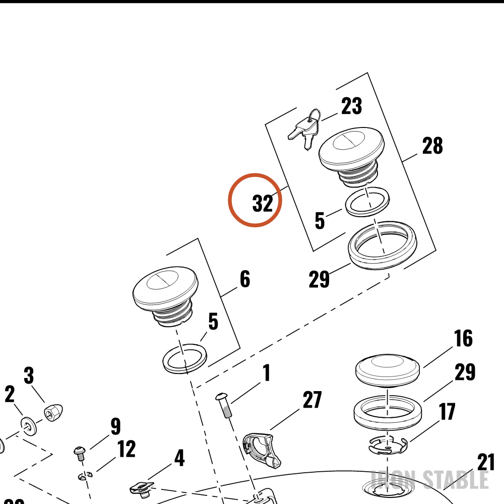 Harley-Davidson Cap, Fuel, &Key Assembly, Locking, Bla