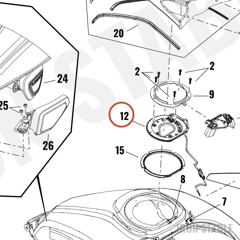 Harley-Davidson Sensor, Fuel Lvl, Flange Plate