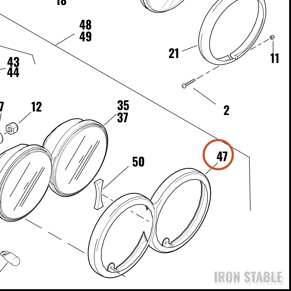 Harley-Davidson Bezel, Dual Hdlamp, Blk