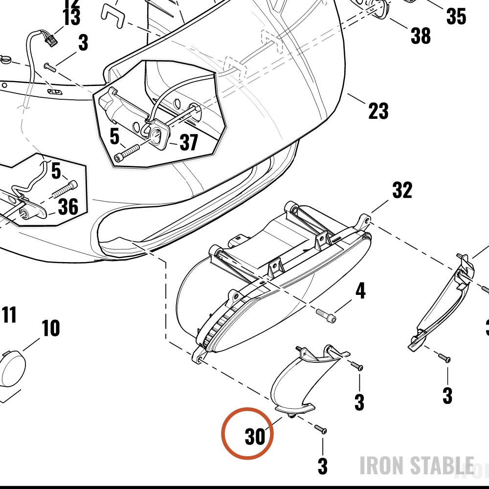 Harley-Davidson Bezel, Hdlite, Rh, Solid