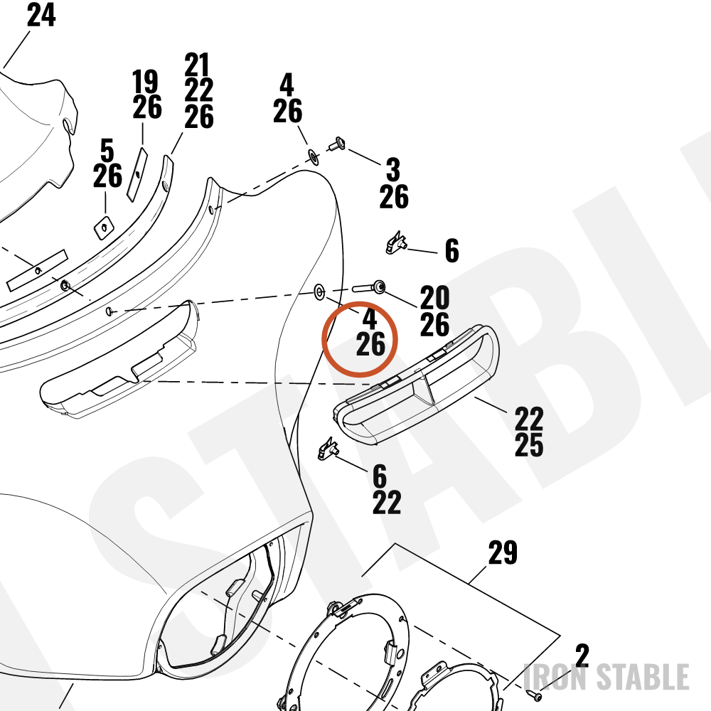 Harley-Davidson Windshield Trim, Grooved, Chro