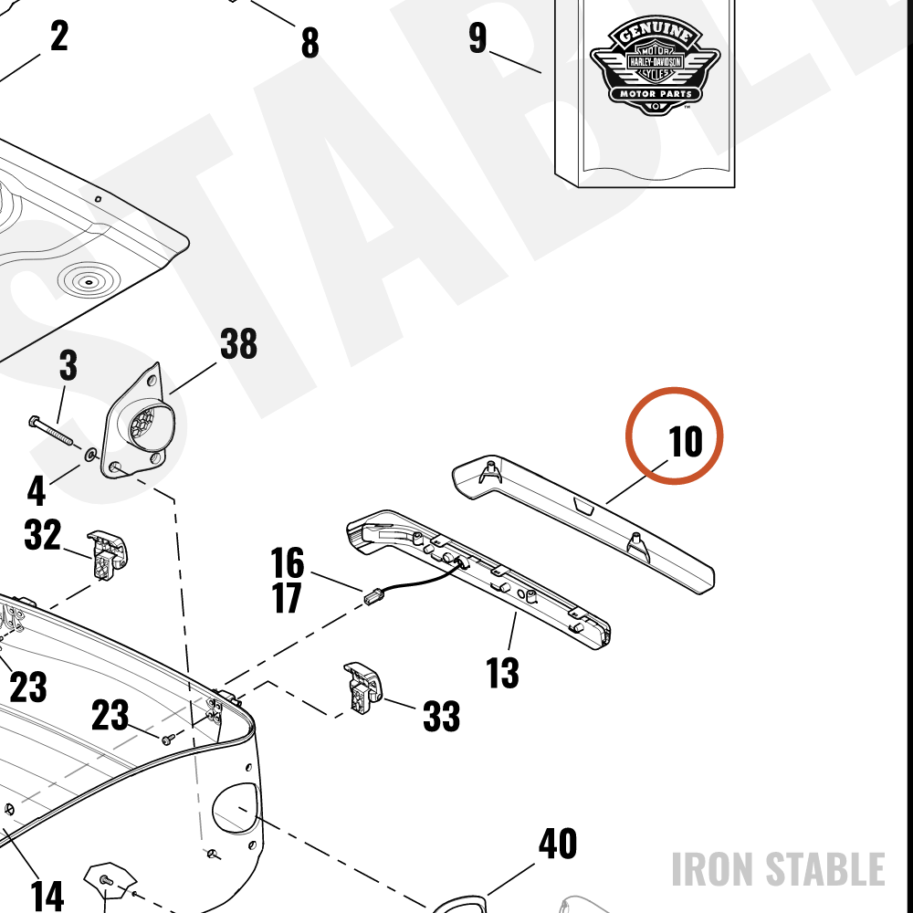 Harley-Davidson Trim, Lh/Btm, Gblk, T-Pak