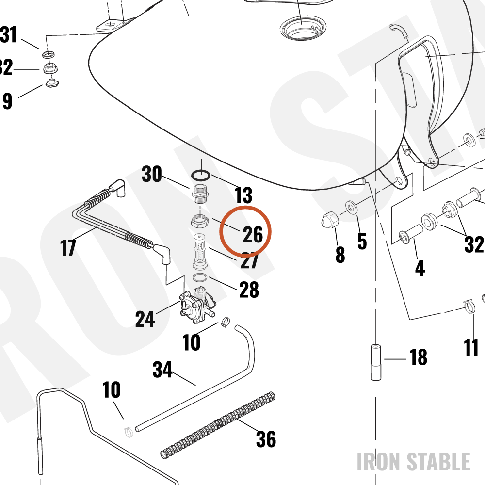 Harley-Davidson Nut, Fuel Valve