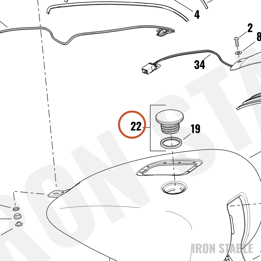 Harley-Davidson Fuel Cap, Low-Profile