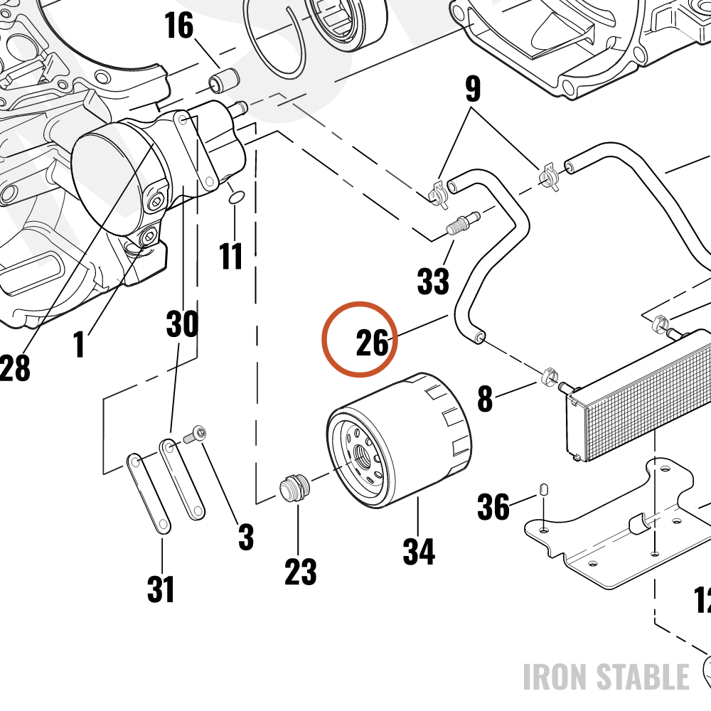 Harley-Davidson Hose, Rh, Oil Cooler