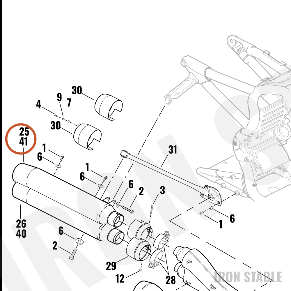 Harley-Davidson Muffler, Upr, Brsh'd Chrome/Int