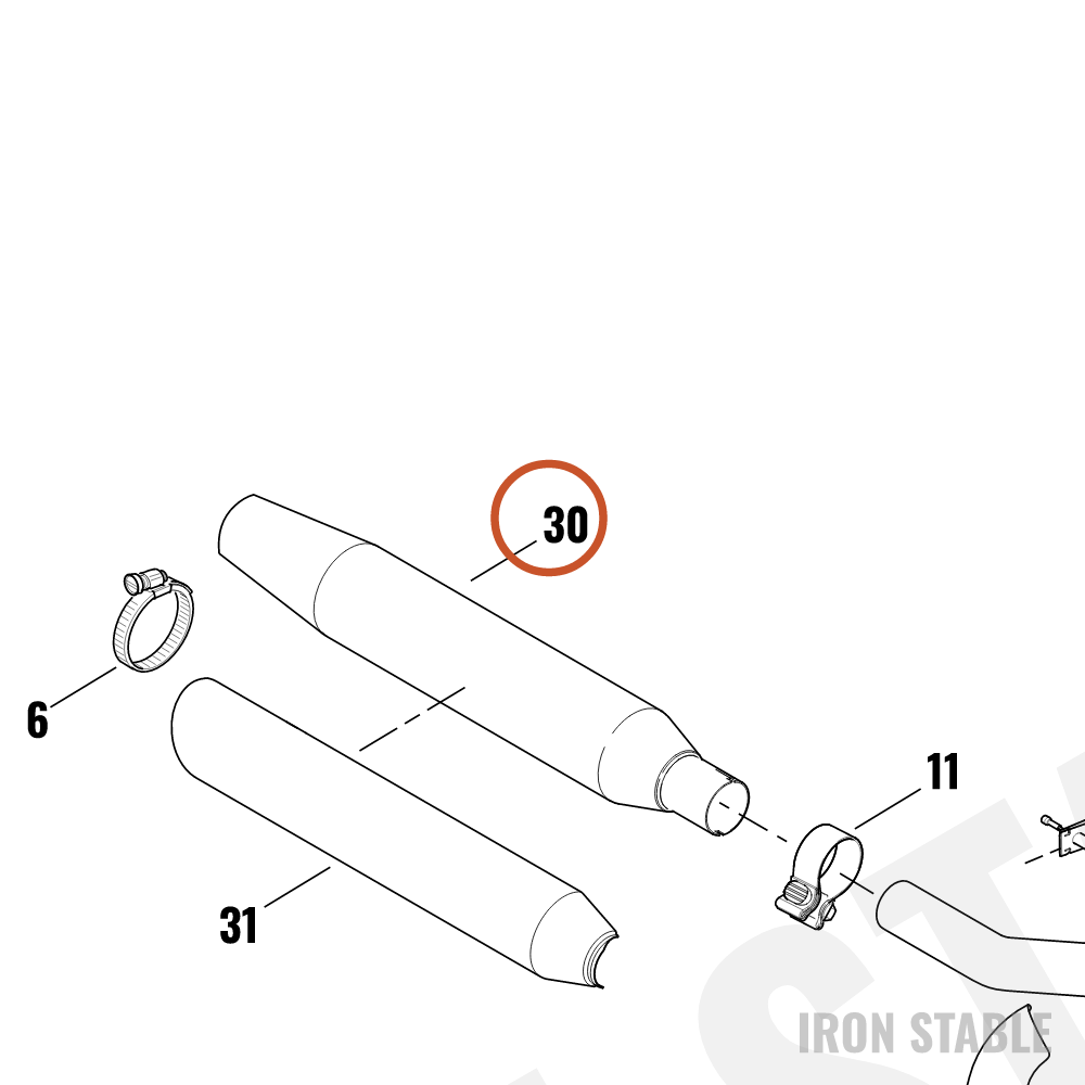 Harley-Davidson Muffler Assembly, Front, Chrome, Australi