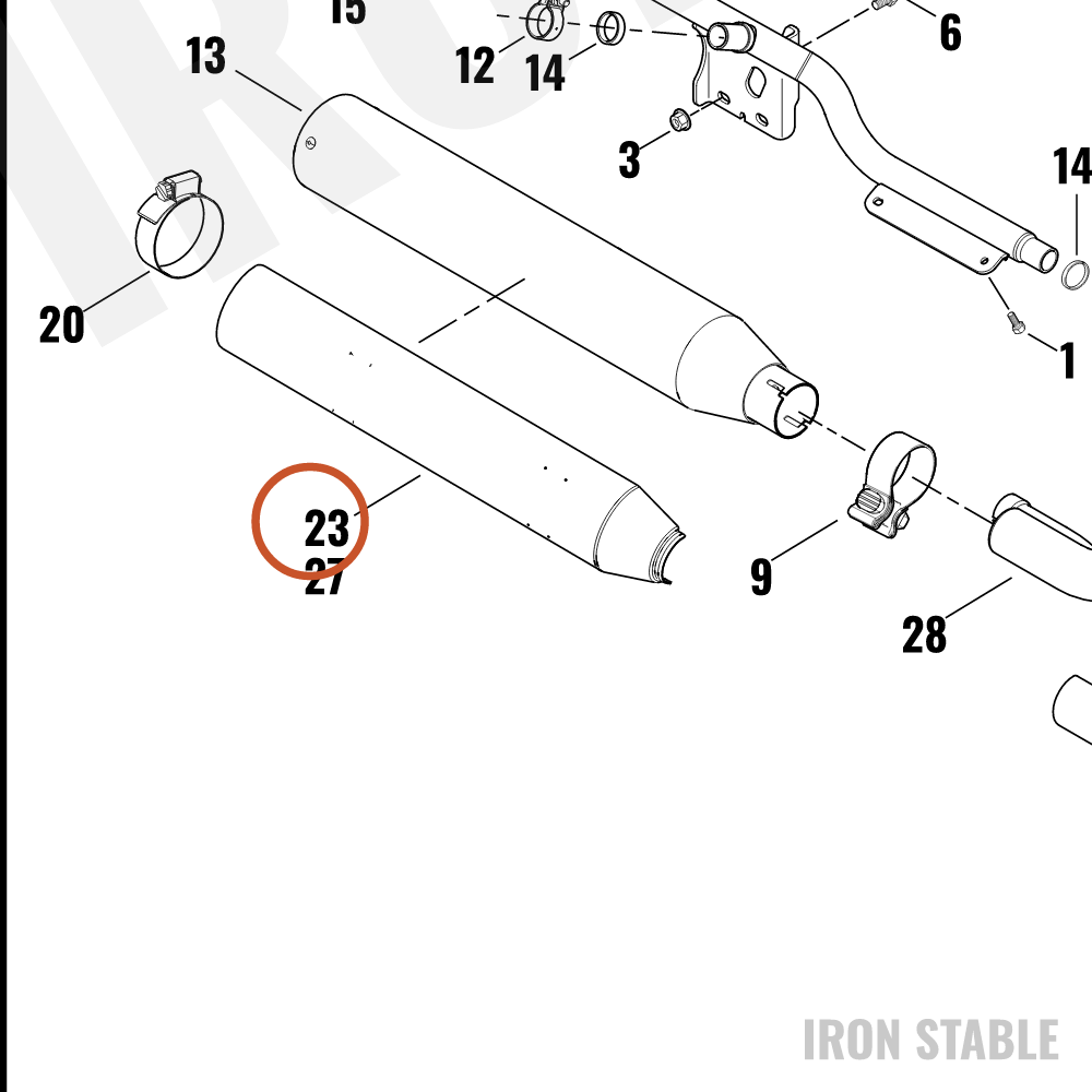 Harley-Davidson Shield, Exhaust, Front Muffler