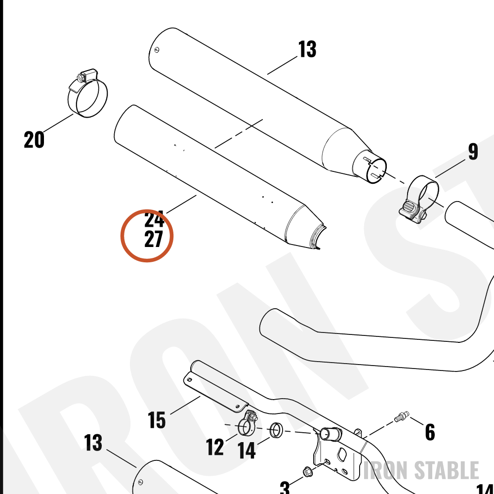 Harley-Davidson Shield, Exhaust, Black