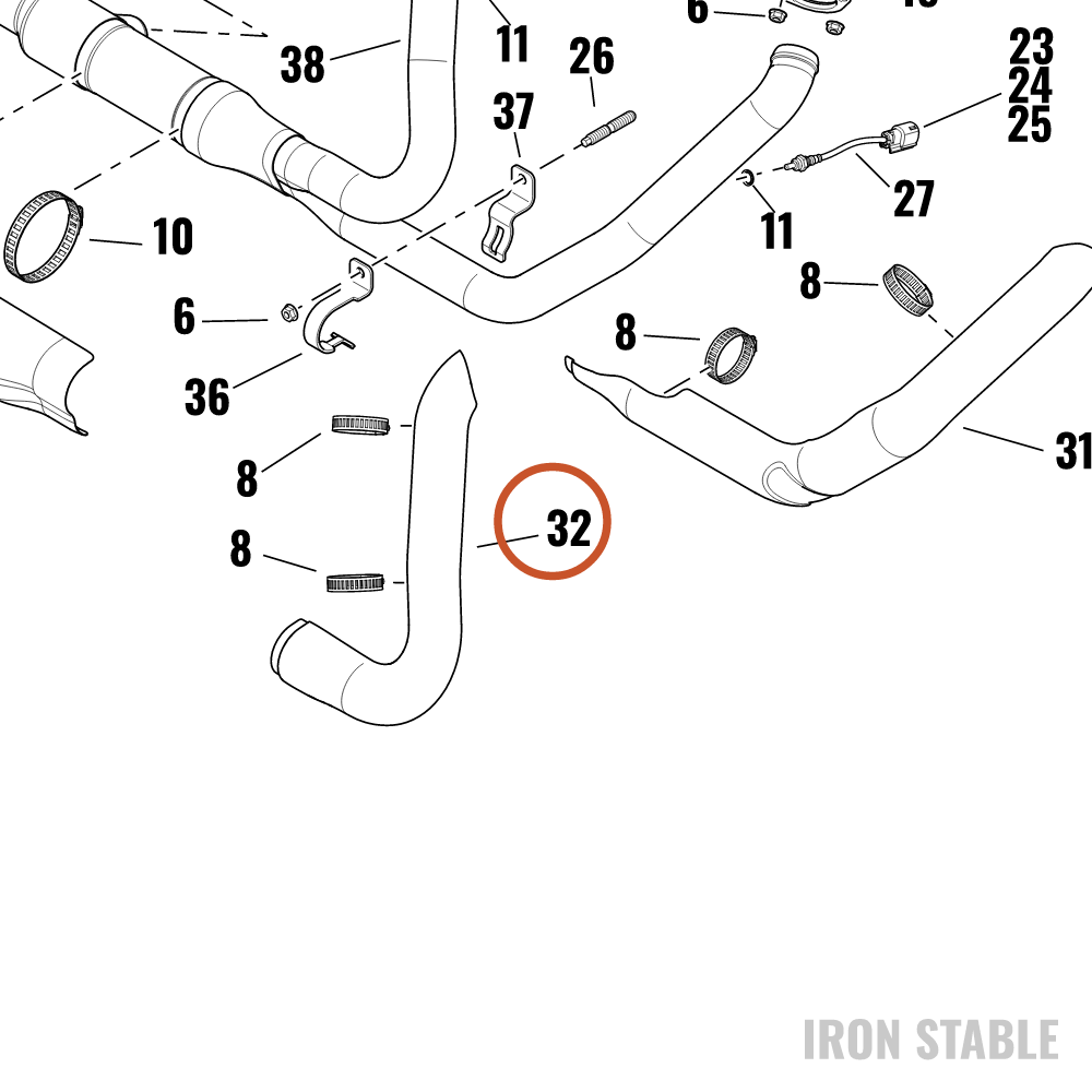 Harley-Davidson Shield, Exhaust, Rear Pipe, Sschrm