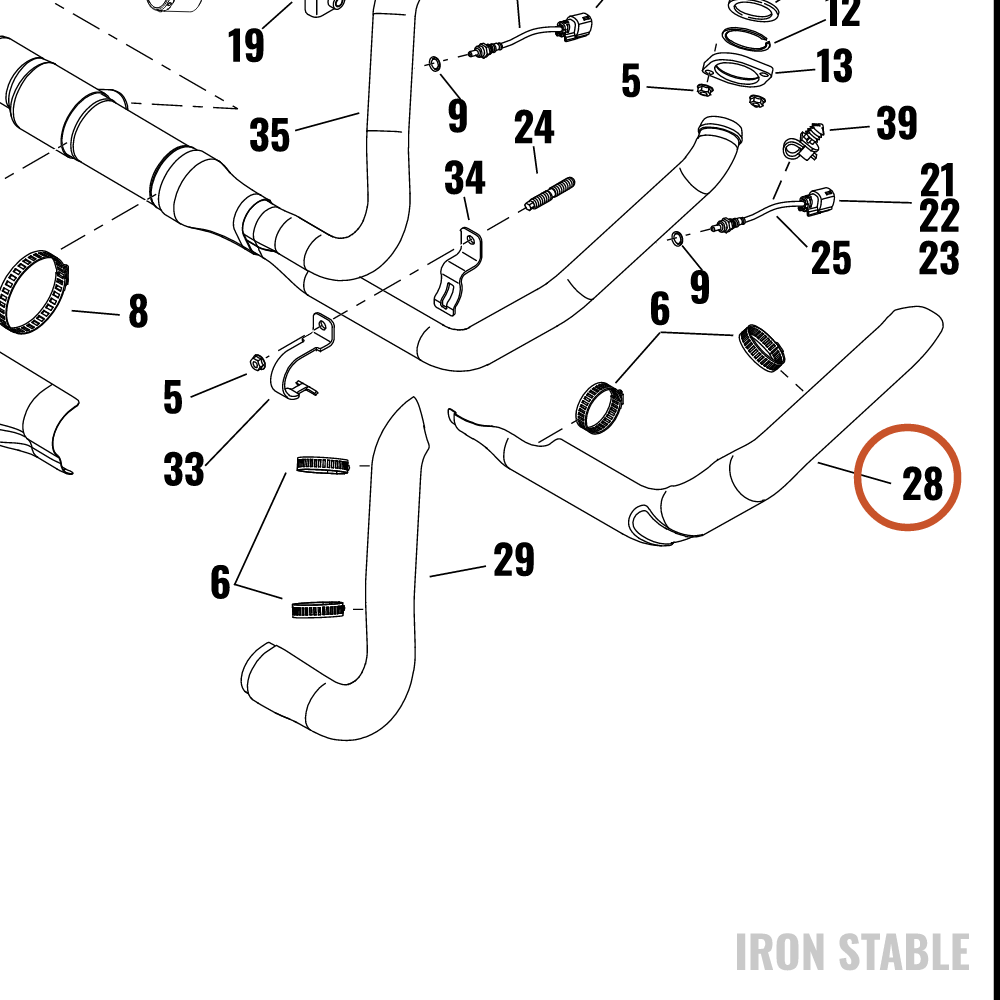 Harley-Davidson Shield, Exhaust, Front Pipe, Blk Onyx