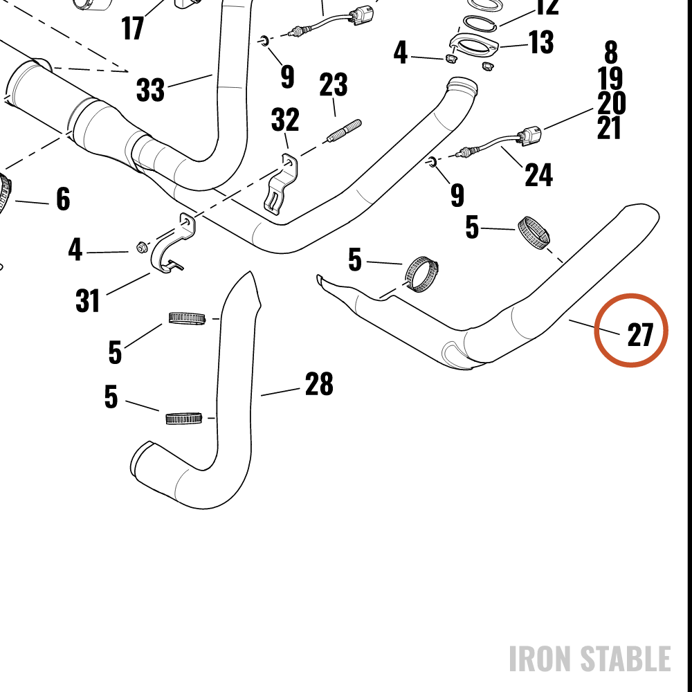 Harley-Davidson Shield, Exhaust, Front Pipe, Black