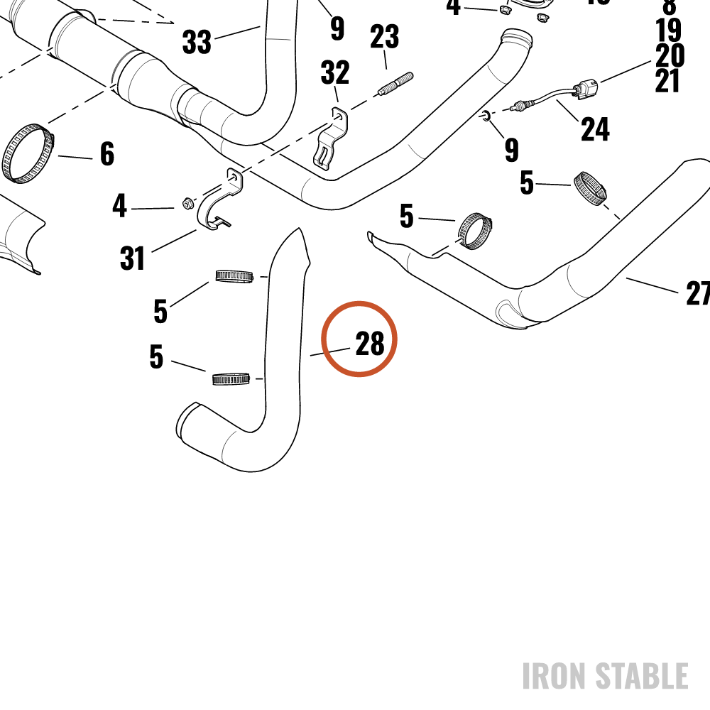 Harley-Davidson Shield, Exhaust, Rear Pipe, Black