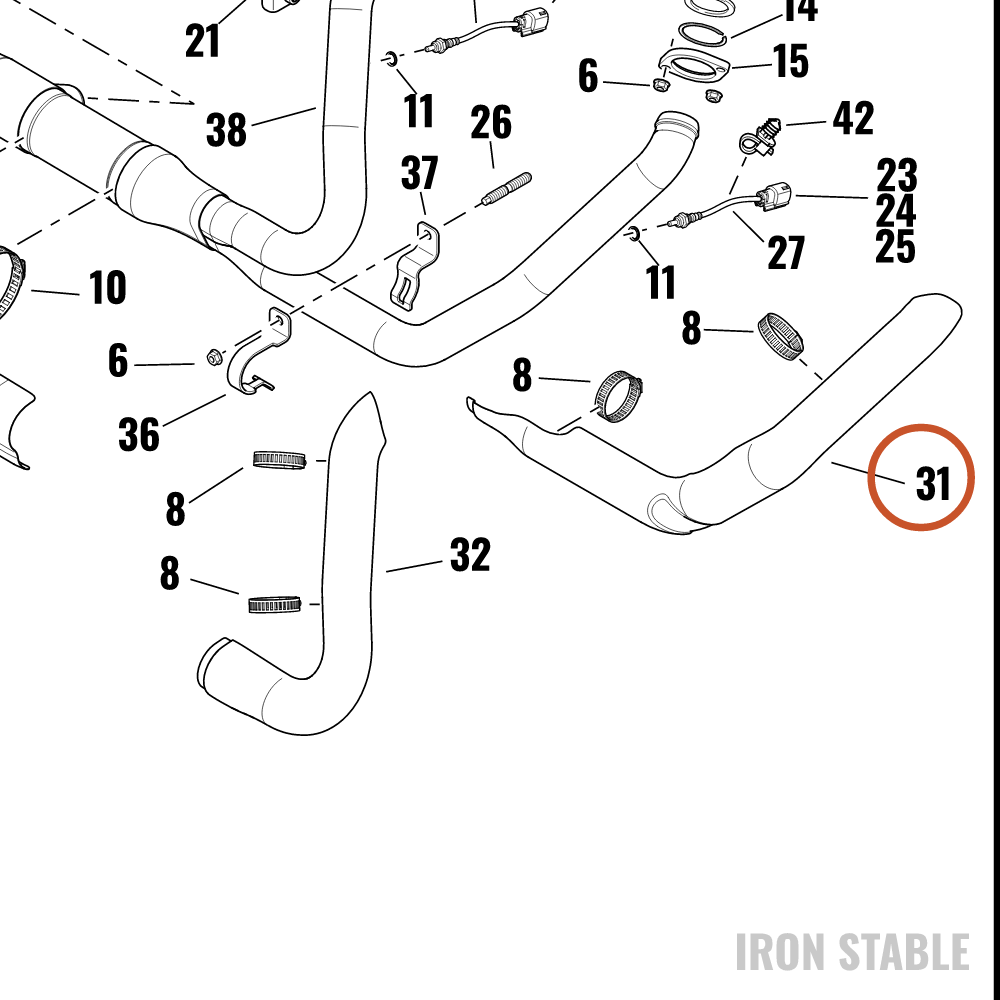 Harley-Davidson Shield, Exhaust, Front Pipe, Satin Chrome